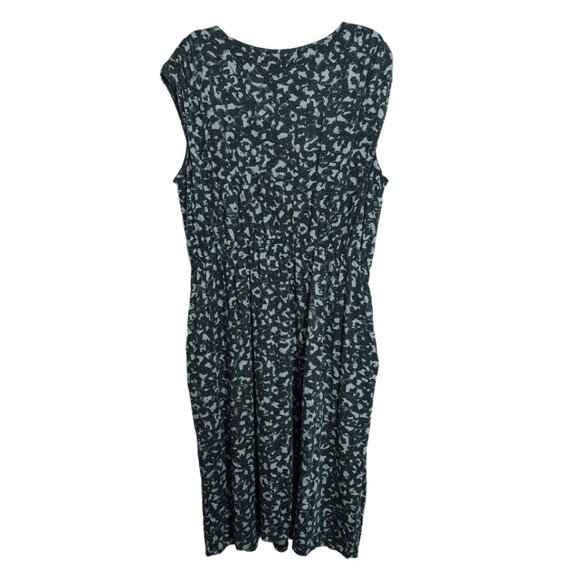 RYLLACE Jersey Knit Green Dress 1X Pockets Stretch Waist Ruched Shoulder SOFT - Picture 2 of 11